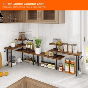 Estante de esquina para baño de 60x70 cm, estantería de almacenamiento de 3 niveles de madera y metal para artículos de cuidado personal, duradera, para montar en la pared - Product Image 2