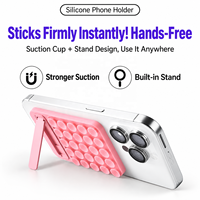 Support de téléphone à ventouse en silicone avec béquille pliable, support adhésif pour miroirs, selfies mains libres