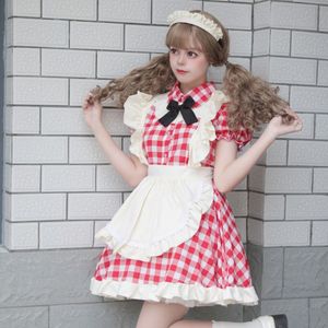 Maid Costume Cosplay Black Checkered Plus Size Women's Anime Style Lolita Uniform - Product Image 4