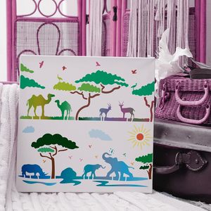 6 pièces réutilisables 5.9x11.8 pouces en plastique <span class=keywords><strong>animaux</strong></span> dessin pochoirs Lion girafe éléphant rhinocéros pour plancher de bois carrelage mural <span class=keywords><strong>peinture</strong></span> pour - Product Image 4