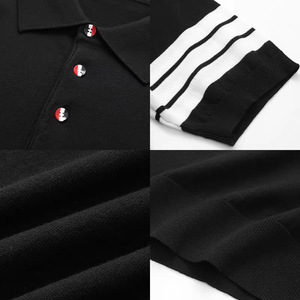 For Sweater Short Sleeve Breathable Moisture-Wicking Casual Men's T-Shirt <strong>Paul</strong> Three Bars Stripes <strong>Old</strong> Money Wind Cross-Border - Product Image 3