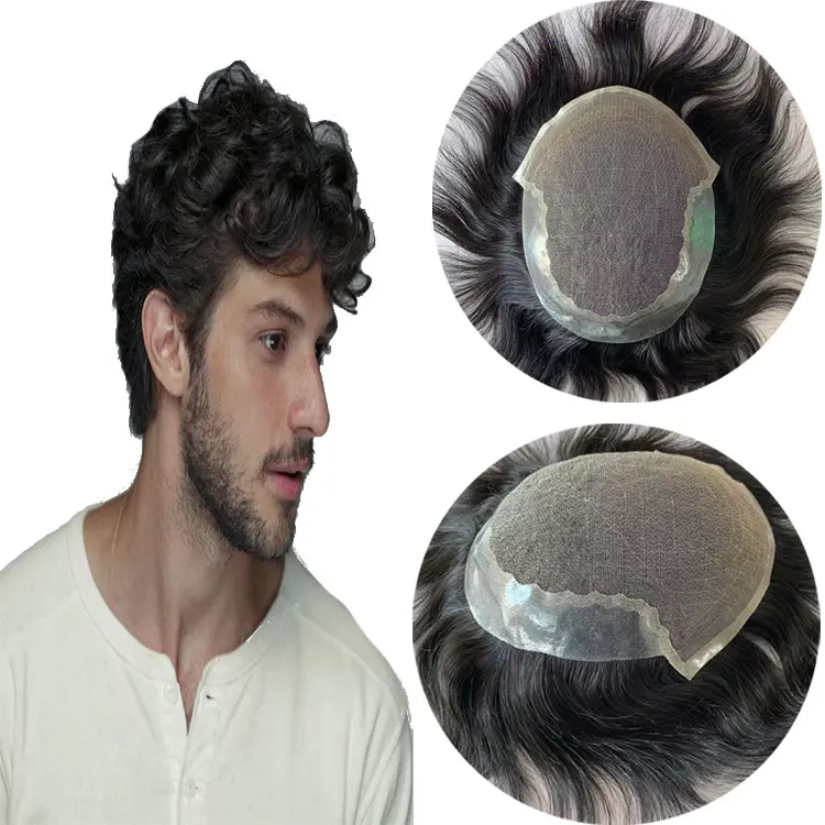 Hot Selling Q6 Lace And PU Around High Quality Men Toupee Hair Invisible Nature Hairline 100% Human Hair Toupee