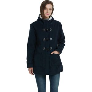 Abrigo Clásico de Invierno Personalizado para Mujer, Color Azul Marino, Tejido Grueso de Lana Mezclada, Chaqueta con Capucha y Mangas Largas, Talla XL - Product Image 5