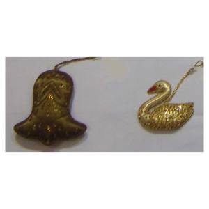 Zari Embroidery Christmas Hanging Ornament Bell & Duck Shape - Product Image 1