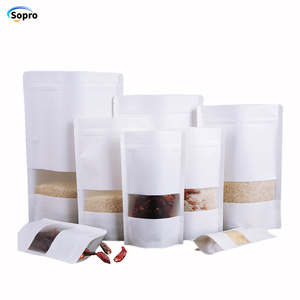 Bán buôn tùy chỉnh in Ziplock Túi giấy Kraft trắng đen với cửa sổ dây kéo không thấm nước cho bao bì hạt thực phẩm trà - Product Image 3