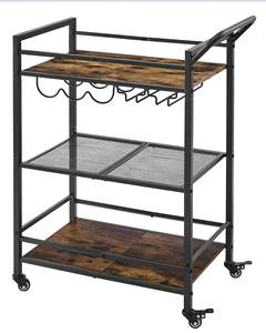 Jh-mech troli meja makan, gaya industri dapur Rolling minuman troli baja karbon bergerak - Product Image 2