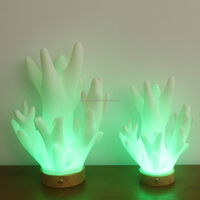 Lampe de chevet en bois avec lumière LED RGB 12 couleurs, rechargeable par USB, lampe décorative en corail imprimée en 3D pour enfants