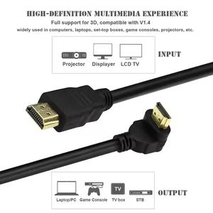 गोल्ड प्लेटेड एचडी मी केबल 2.0 संस्करण 4k * 2k कंप्यूटर और टीवी केबल एचडी मी पुरुष से पुरुष 90 डिग्री केबल - Product Image 6