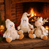 Ensemble de décorations de Noël en peluche à suspendre : Père Noël, Bonhomme de neige, Renne – Poupées en peluche tricotées pour sapin de Noël – Vente en gros