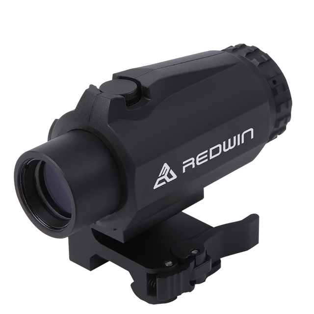 Red Win Mantis 3x Magnifier with QD Mount Prism Optical System Rubber Covered Flip to Side Red Dot Magnifier