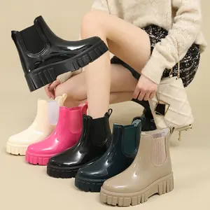 IDOIT 캐주얼 PVC 부츠 럭셔리 트레이너 발목 슬립 에 장화 여성 신발 방수 부츠 여성