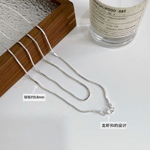 Cadena de Plata de Ley S925 con Eslabones Cuadrados Tipo Espina de Serpiente, 80 cm, Cadena Larga para Suéter, Diseño Moderno, Collar para Mujer - Product Image 3