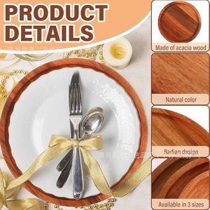Wooden Serving <b>Tray</b> Round Household Small Medium <b>Large</b> For Breakfast Dessert Cafe Use - Product Image 5