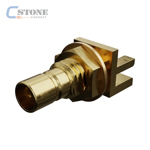 RF Coaxial Connector 734040140 SMB Jack Straight Bulkhead Receptacle PCB Mount Brass Body Gold (Au) Plated Air <strong>Diel</strong> - Product Image 1