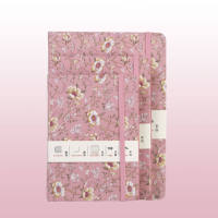 Carnet de notes A5 élégant à fleurs roses avec logo personnalisé, couverture rigide, ligné, avec bande élastique, pour filles, papeterie esthétique