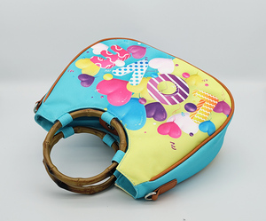 Bolso <span class=keywords><strong>de</strong></span> mano con estampado <span class=keywords><strong>de</strong></span> famoso diseño para mujer, <span class=keywords><strong>bolsa</strong></span> <span class=keywords><strong>de</strong></span> mano con asa <span class=keywords><strong>de</strong></span> madera redonda para chicas, bandolera <span class=keywords><strong>de</strong></span> hombro - Product Image 5