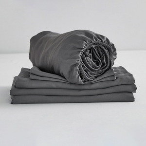 <span class=keywords><strong>Oeko</strong></span> Chứng Nhận Nữ Hoàng Kích Thước 4Pcs Bộ Đồ Giường Thiết Lập Mềm Tấm Phẳng Sâu Túi Được Trang Bị Tấm Tre Duvet Cover Set Với 2 Gối - Product Image 4