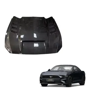 قطع غيار سيارات من Langyu غطاء المحرك من ألياف الكربون على شكل TF غطاء المحرك الأمامي لسيارة Ford Mustang Hood 2015-2023