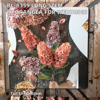 BL-8359 Fleurs d'hortensia artificielles longues européennes 83 cm, tige unique, broderie fragmentée pour la fête des mères, décorations de mariage