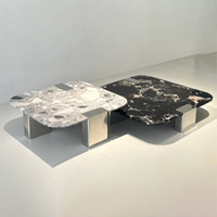 Tables basses modernes rondes en marbre avec cadre en acier inoxydable métal Table centrale personnalisée de luxe pour meubles de salon