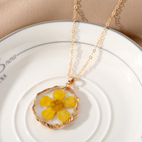 Accessoire de mode époxy véritable fleur pendentif collier Transparent Style pastoral Simple bijoux fleur collier