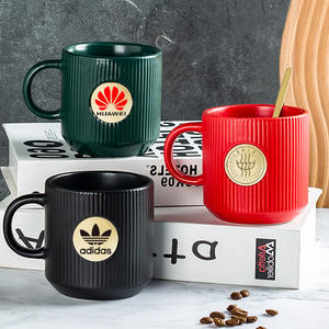Taza <span class=keywords><strong>de</strong></span> café <span class=keywords><strong>de</strong></span> cerámica con sello <span class=keywords><strong>de</strong></span> cobre a rayas avanzado con logotipo personalizado - Product Image 2