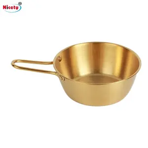 Nicety Stainless Steel Outdoor Sierra Cup With Handle Golden Camping Bowls For Picnic Cooking 4 Sizes Camping Cup