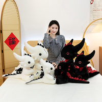 En gros : Jouets en peluche dragon, Coussins en peluche, Jouets en peluche monstre personnalisés, Jouet en peluche dragon noir et blanc