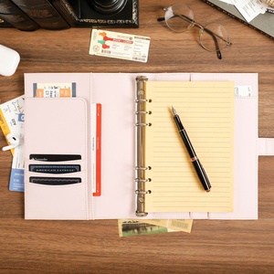 Da donna riutilizzabili in oro legante con anello legante Planner personalizzato a foglia larga rosa portafoglio legante 6 anello copertura per Notebook A5 con fibbia - Product Image 3