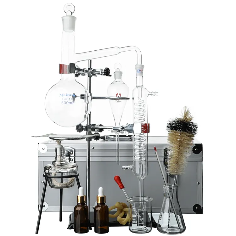 Qualität assurance labor experiment kit familie chemie test tool box Destillation set glaswaren distiller gerät