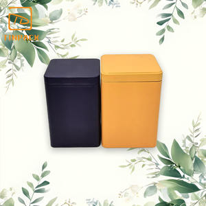 Boîte à thé carrée avec couvercle intérieur Grande boîte à thé avec couvercle double Boîte d'emballage de thé en métal imprimée personnalisée - Product Image 1