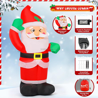 Père Noël gonflable de 7 pieds qui cligne et bouge, avec décoration de houx et lumière LED, pour la décoration de jardin, pelouse, maison, fête de Noël en extérieur