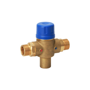 Válvula mezcladora termostática ajustable de latón niquelado de <span class=keywords><strong>3</strong></span> vías y <span class=keywords><strong>3</strong></span>/4 pulgadas para baño y sistema de calefacción - Product Image 3
