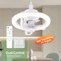 Ventilateur de plafond moderne en acrylique avec ampoule LED, télécommande, lustre E27, éclairage RGB pour salle de bain