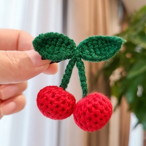 กิ๊บติดผมและยางรัดผมโครเชต์รูปเชอร์รี่หวานๆ ทำมือ น่ารัก ทันสมัย เหมาะสำหรับเด็ก เป็นของขวัญ - Product Image 3