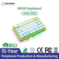 Clavier MK40 à une main avec bouton rotatif, sans fil, tri-mode, programmable, pour gaucher, personnalisable OEM/ODM, disposition 40%