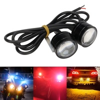 2PCS 12V Rétroviseur de moto avec lumière stroboscopique, mode flash, montage sur rétroviseur, DRL, feu arrière