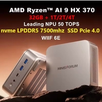 Mini PC MINISFORUM AI370 con WIFI 6E, BT 5.3, AMD Ryzen AI 9 HX 370, AMD Radeon 890M, LPDDR5 7500MHz, Windows 11, Computadora para Juegos con IA