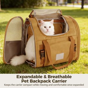 <b>Pet</b> <b>Backpack</b> <b>Carrier</b> for Small Dogs Puppies Breathable Collapsible Eco-friendly Polyester Zipper 10kg Capacity Fashion Portable - Product Image 4