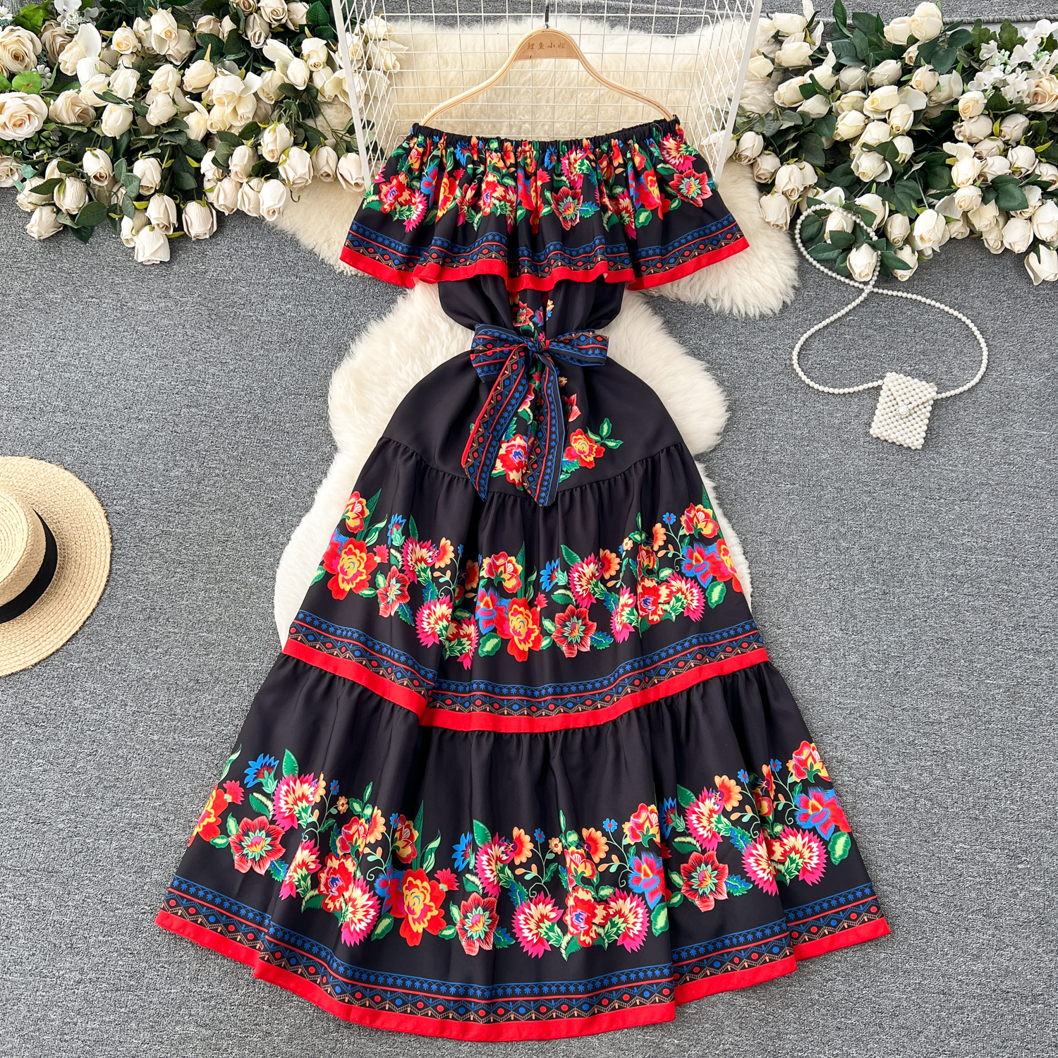 flower casual dresses 100% Cotton Black & White Floral Mini Dress - All Dresses main image 1