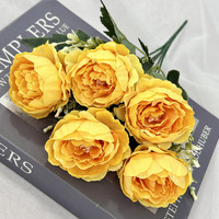 5 têtes de pivoines en soie artificielles pour centres de table de mariage, décoration intérieure, aménagement paysager et fleurs décoratives