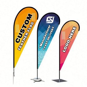 Outdoor Custom Logo Design Printed Custom Flying Feather Teardrop Beach <b>Flag</b> Banner Poles Spike Cross Base Advertising Polyester - Product Image 3