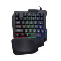 Clavier à membrane à une main avec rétroéclairage RGB, 35 touches, support pour le poignet, pour téléphone portable, ordinateur, combos clavier-souris pour jeux