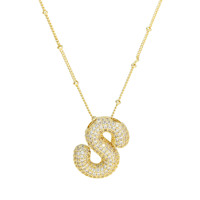 Pendentif en laiton bombé et bulleux, plaqué or et incrusté de zirconium, avec 26 lettres anglaises, vente en gros, populaire