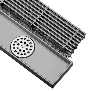 Siphon de sol rectangulaire moderne en acier inoxydable avec noyau en cuivre, anti-odeur, grand débit, antirouille, anti-insectes, universel pour salle de bain et balcon - Product Image 1