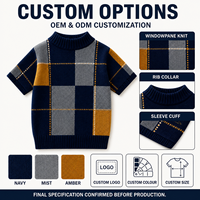 Pull en tricot à carreaux à manches courtes pour animaux de compagnie, style classique décontracté pour la saison d'automne, vêtements confortables pour chiens