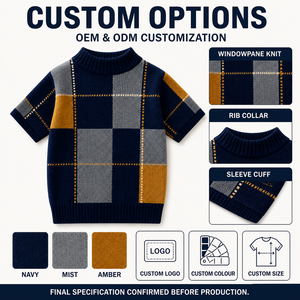 Suéter de Punto a Cuadros de Manga Corta para Mascotas, Estilo Clásico Informal para Otoño, Ropa Cómoda para Perros - Product Image 2