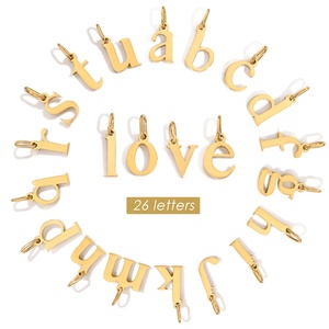 Amuleto de Letra Minúscula |   Colgante con Inicial del Alfabeto en Acero Inoxidable Chapado en Oro PVD de 14K |   Impermeable, Hipoalergénico y Resistente al Deslustre - Product Image 1