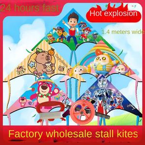 طائرة ورقية جديدة من ويفانغ 1.4 متر، طائرة ورقية كرتونية بذيل طويل من القماش، سهلة الطيران في الريح الخفيفة، بيع بالجملة من المصنع - Product Image 4