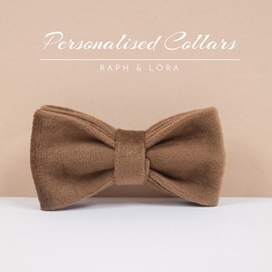 Cuero de terciopelo marrón táctico sólido personalizado arco plomo Conjunto personalizado nombre hebilla oro gato Collar campana grabado mascota regalo Reino Unido - Product Image 3